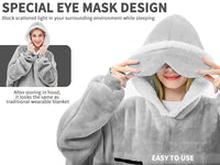 Oversized Sherpa Fleece Blanket Hoodie with Eye Mask