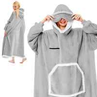 Oversized Sherpa Fleece Blanket Hoodie with Eye Mask